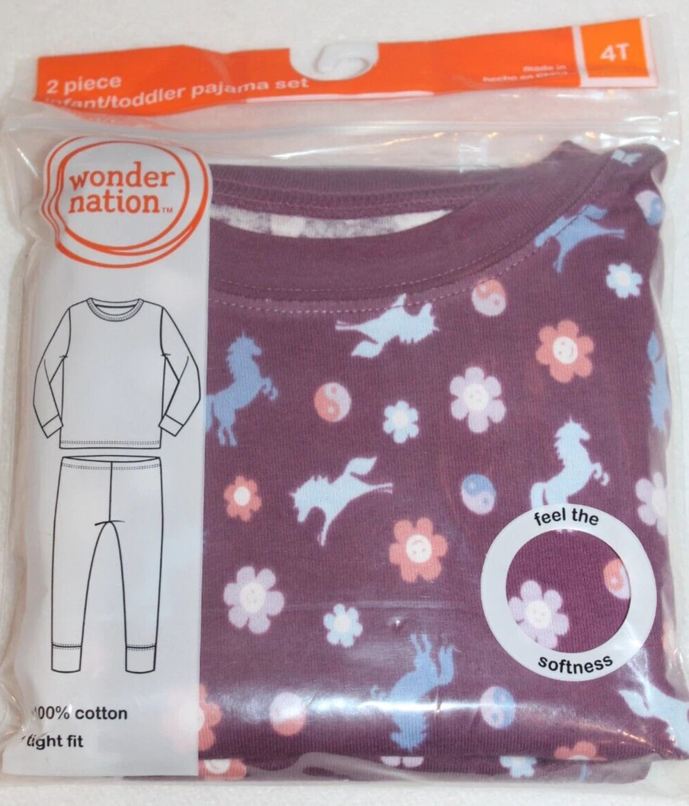 New in Package Wonder Nation 2 Piece Pajama Set Size 4T