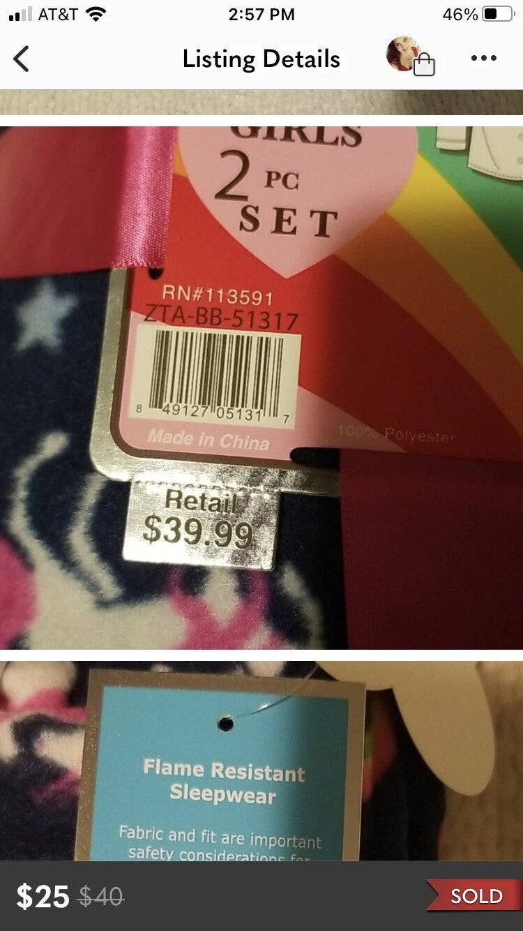 Seven Apparel Kids flame resistant micro fleece pajama set size 4, cheer themed