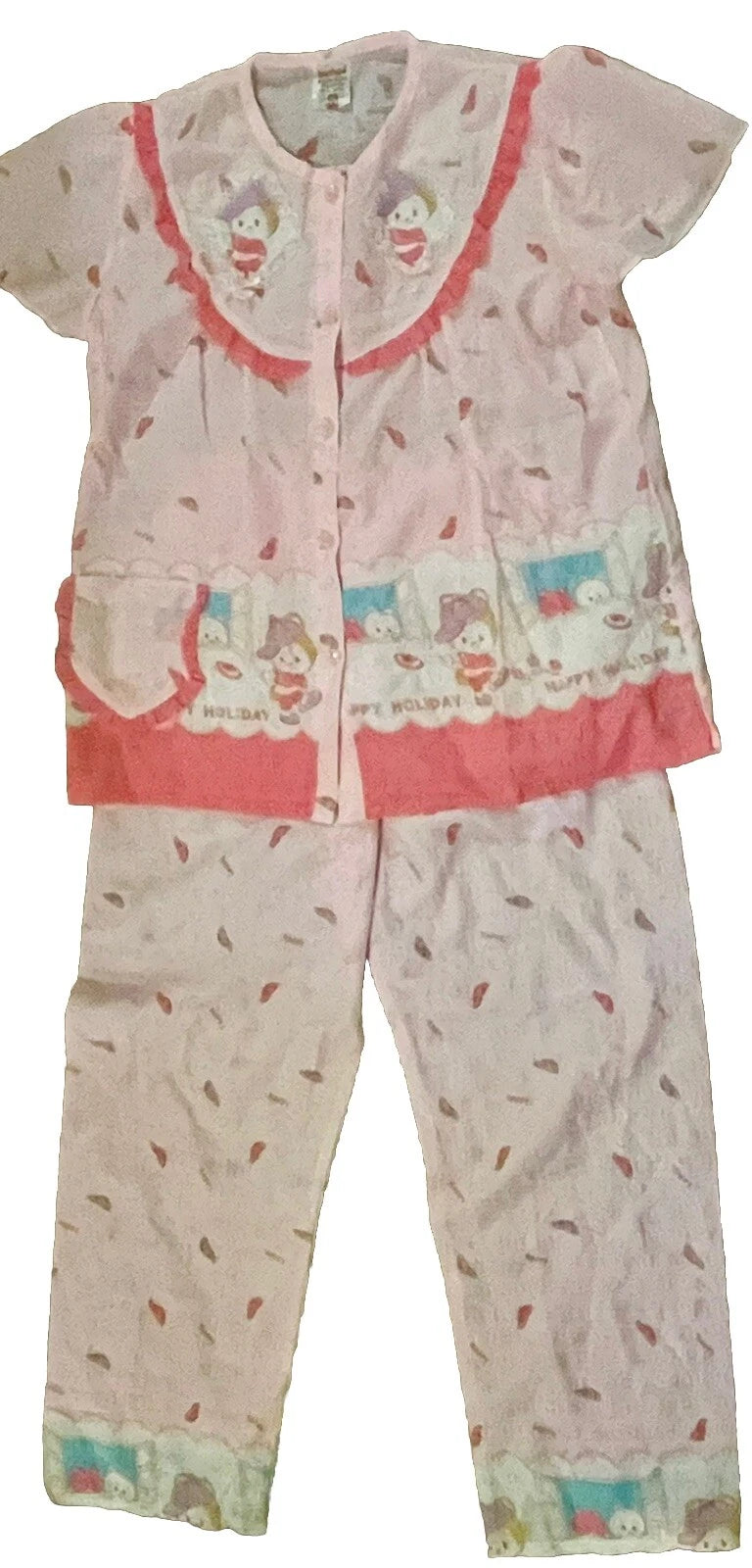 Kuanhwa Pajama Set Youth Size Medium 8-10 UK 9-10 US Happy Holiday