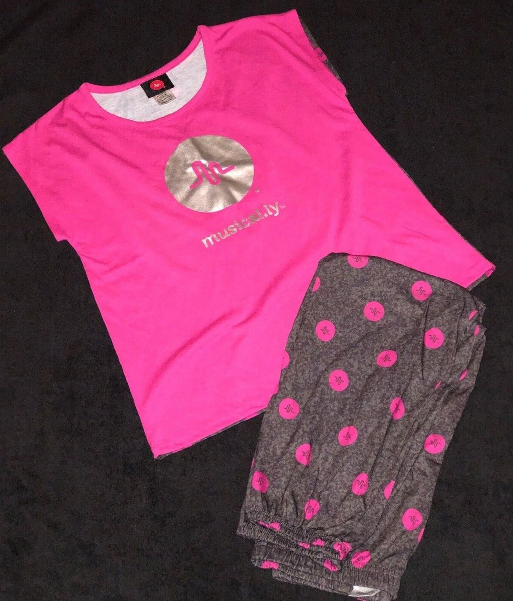 MUSICAL.LY PAJAMA SET SHORT SLEEVE TOP WITH PANTS KID GIRLS SZ M