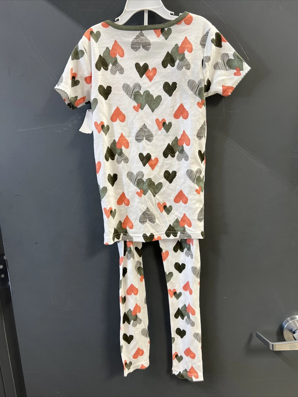 Carters Girls White Multicolored Heart Pajama Set Sz 10/10A NWT