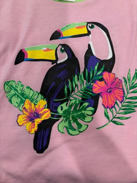 SAINT EVE GIRLS 3 PC PAJAMA SET TOUCAN & PINEAPPLE(PINK/GREEN MULTI M 10/12)NWT