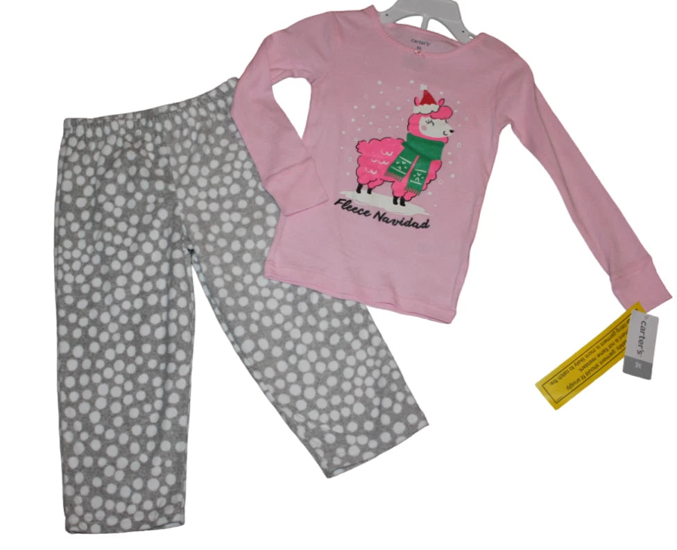 Carter's Pajamas Fleece Navidad Llama Set Christmas Toddler Girls Size 3T NWT
