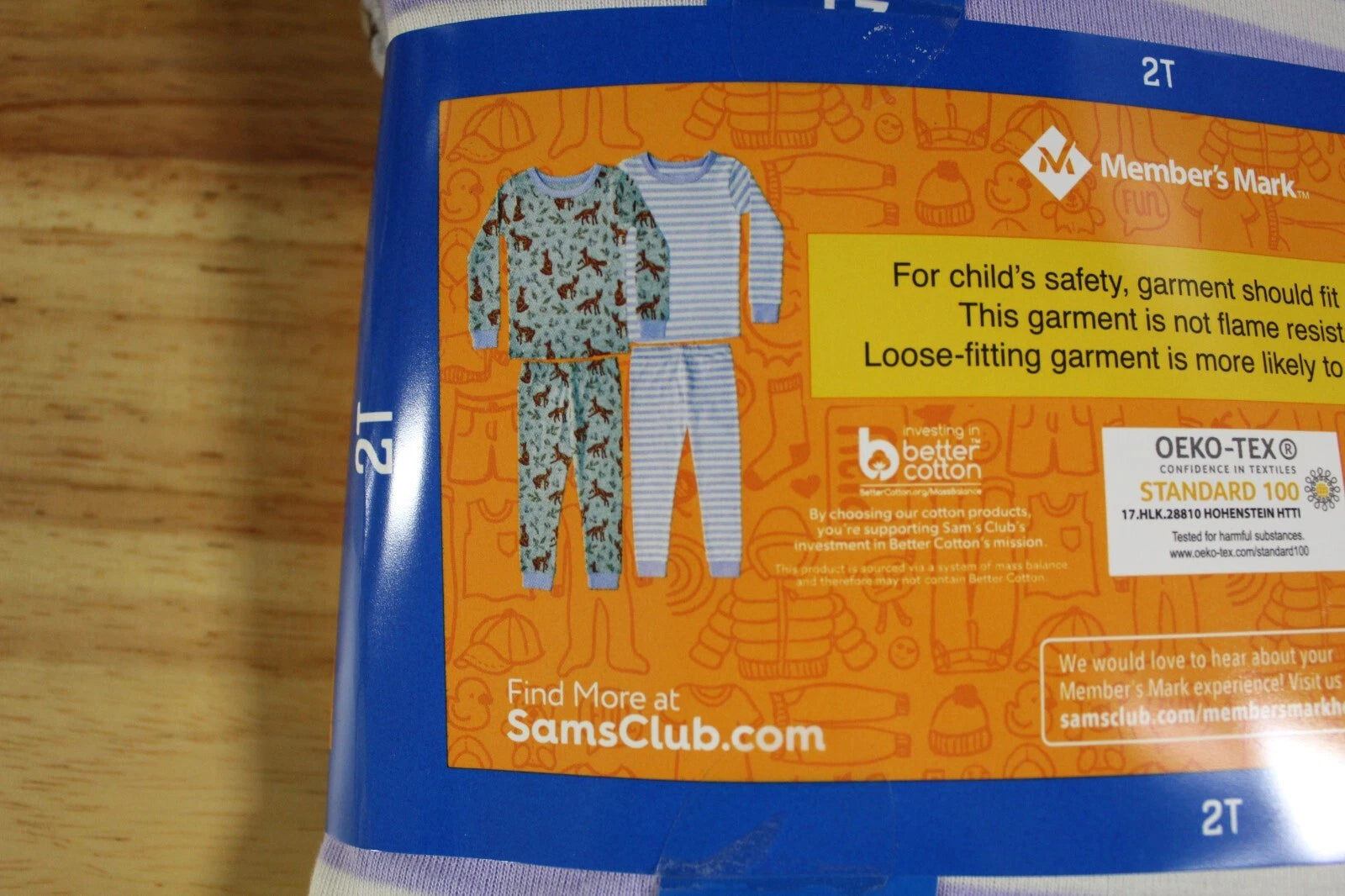 Member's Mark Girls 2 Pack Long Sleeve Pajama Set-Fox/Stripes-2T-NWT