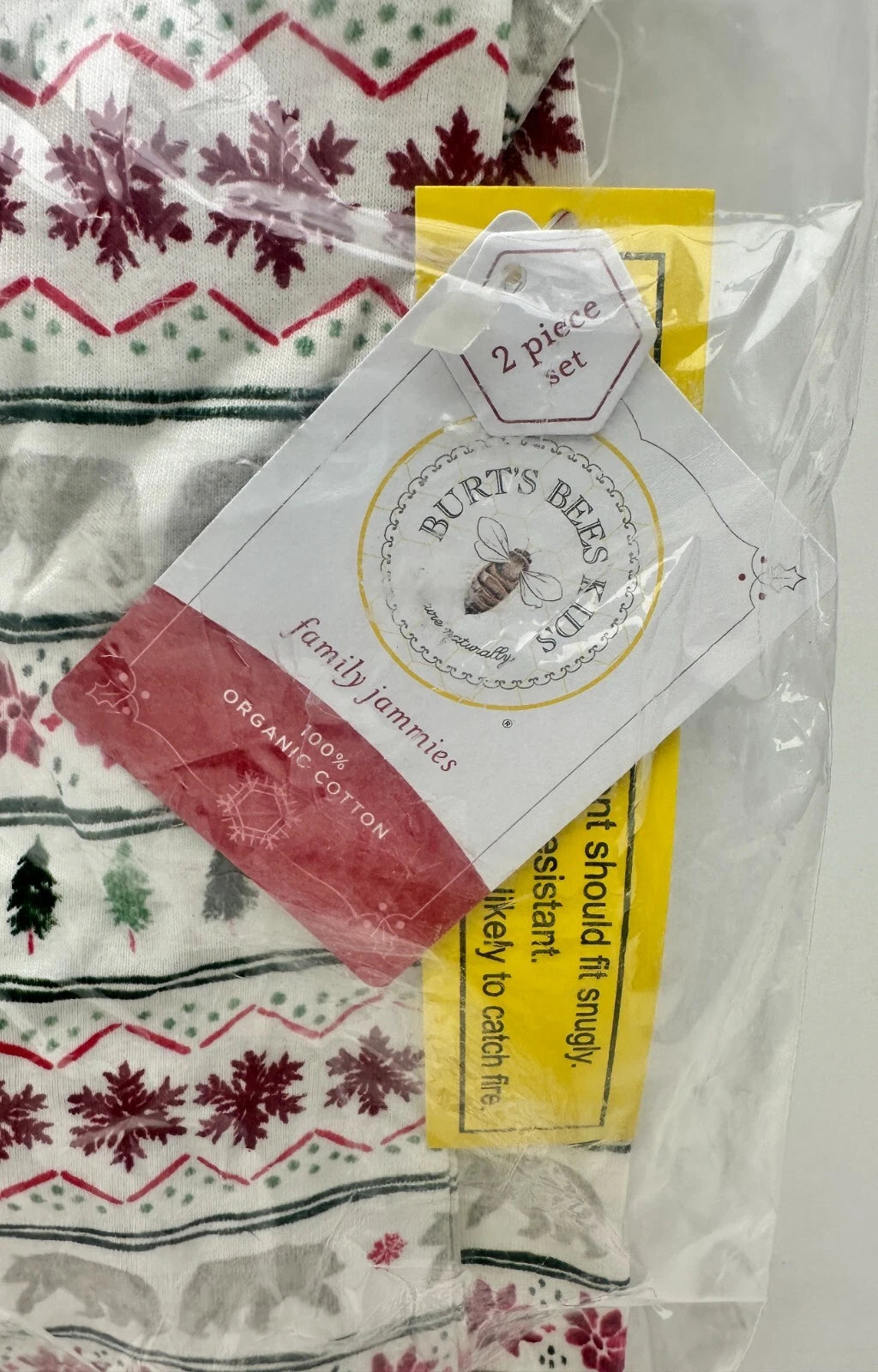 New Burts Bees Snug Fit Woods PJ Set 4T Organic Cotten Kids Toddler
