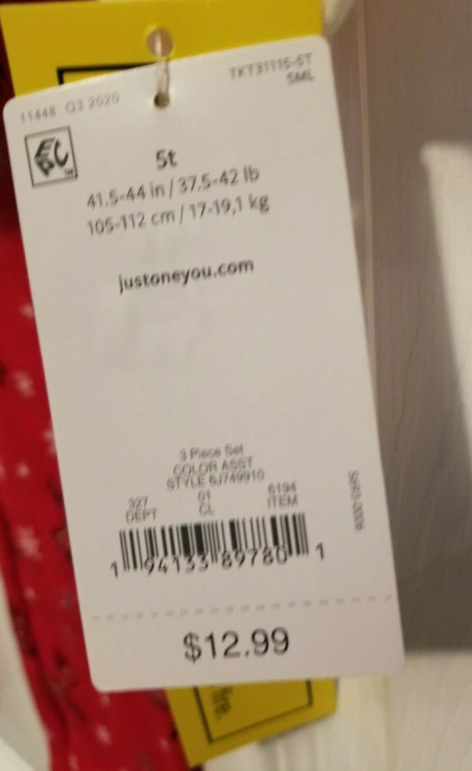 Santas Nice List Just One You Girl 3 Pc Outfit 5T Carter's Tutu Pants Pajama NEW