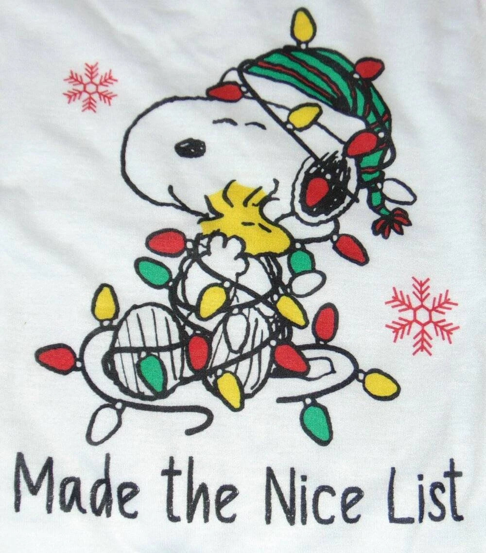 Girls Pajamas Christmas Snoopy Made The Nice List Long Sleeve 2 pc Fleece-sz 8