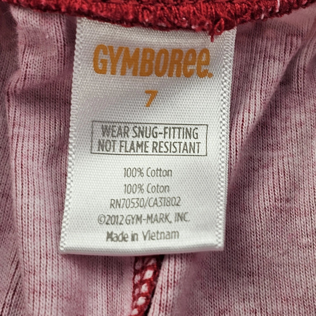 Gymboree Little Girls Size 7 Snug Fit Pajamas Red Pink Hearts Top Bottoms Cotton