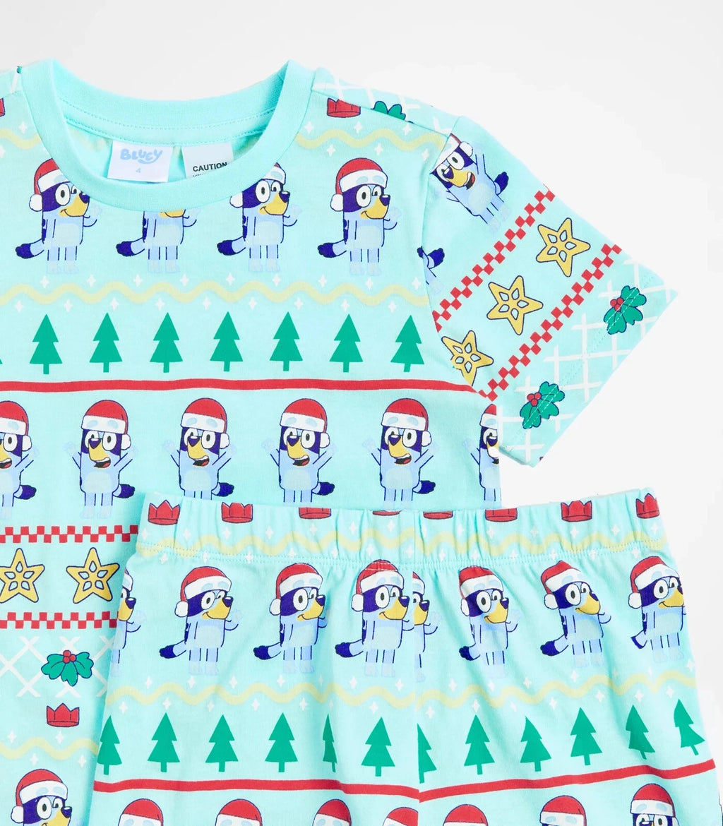 Boys girls size 2 BLUEY blue COTTON Christmas summer pyjamas  Bluey NEW A 003