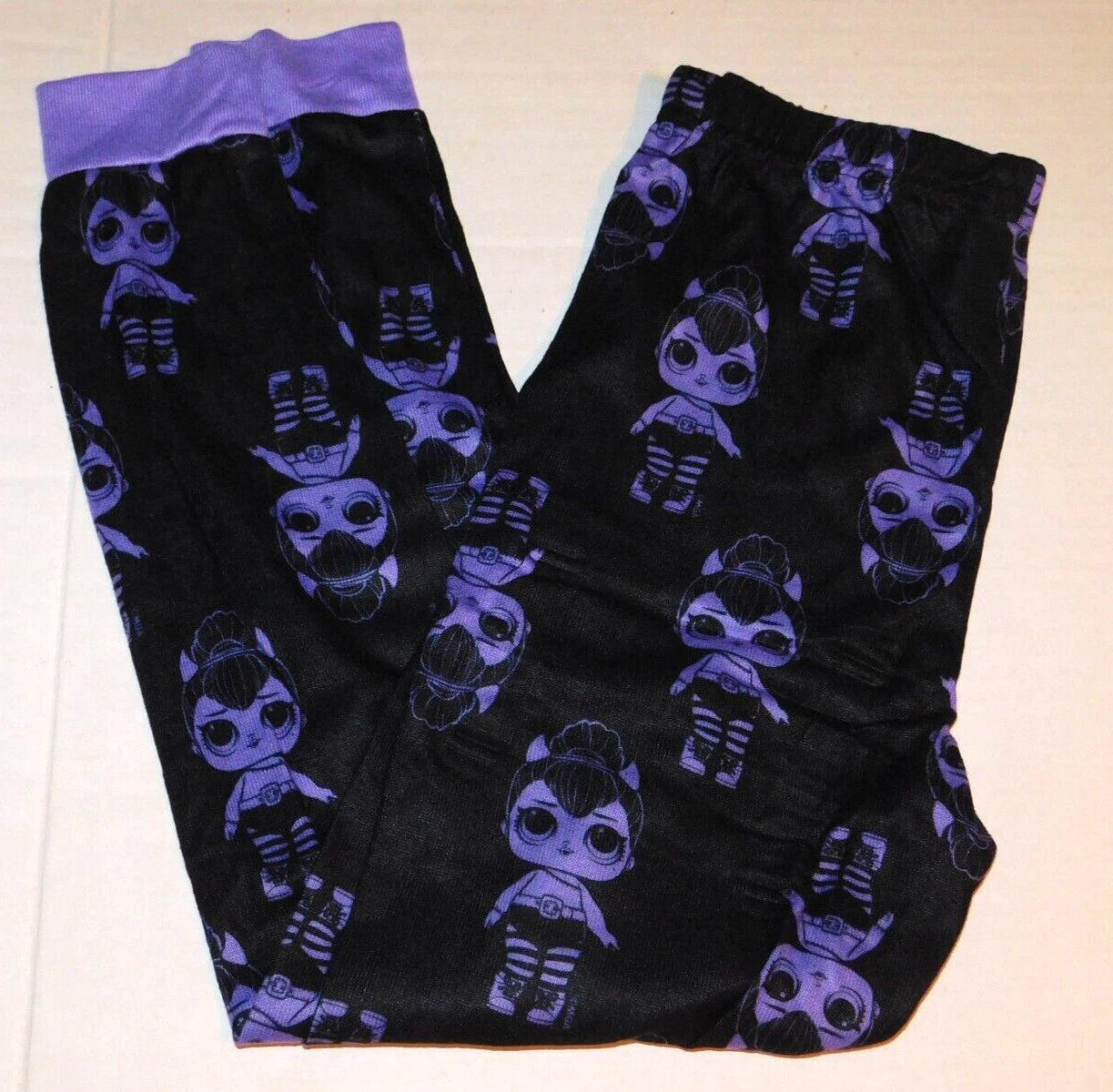 LOL Surprise Pajama Set Size 4 Girls Purple Black Joggers & Long Sleeve Top