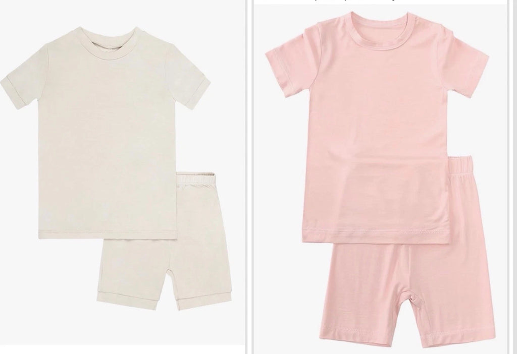 HAPIU Summer Pajamas 4 Pcs 2 Sets Beige & Baby Pink 24 Months 2 Years Girls