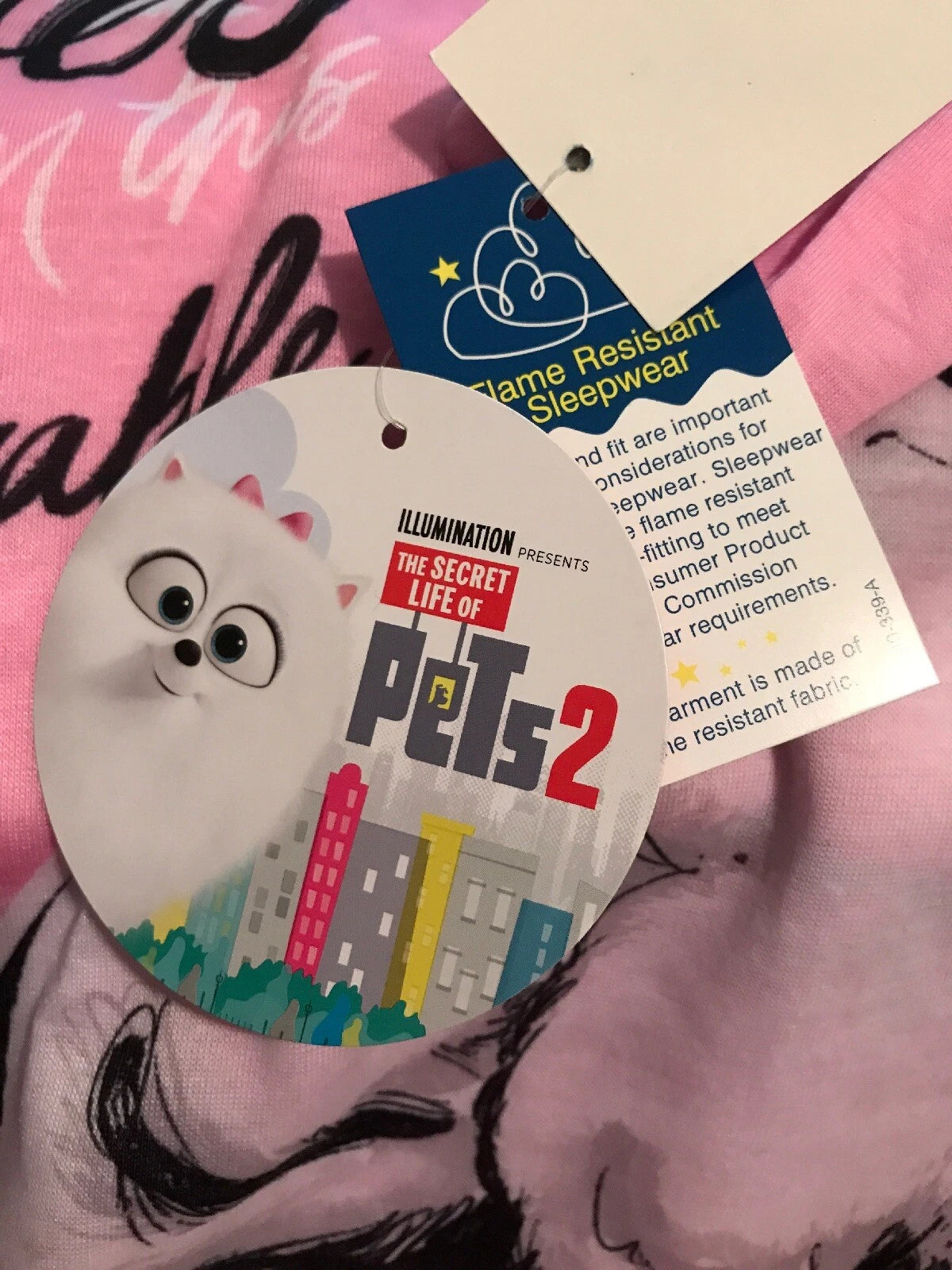 Girl’s  SECRET LIFE OF PETS 2 Top & Plush Bottom Pajama Set Size 8 NWT