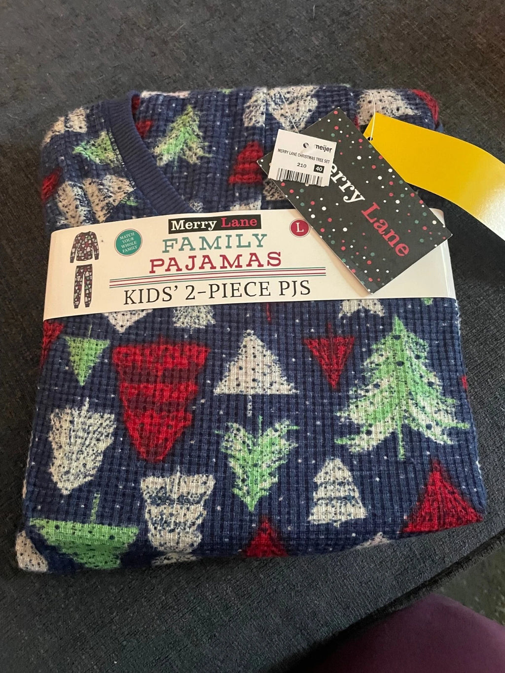 Merry Lane Family Pajamas Kids Large L 2-pc Set Holiday Print new