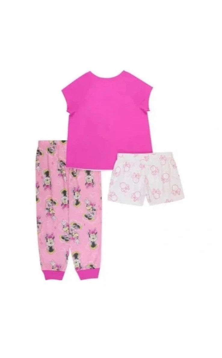 AME Kids'  Disney Junior Minnie Mouse Character 3-piece Pajama Set, Pink, 5 B84