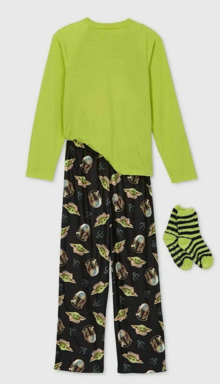 Star Wars Yoda The Child Mandalorian Boys Pajama Set Socks Small 6 6X NWT