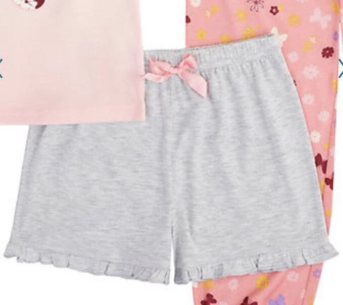 Girl’s CUDDL DUDS "Keep Dreaming" Butterfly 3-Piece Pajama Set Size XS (4-5) NWT