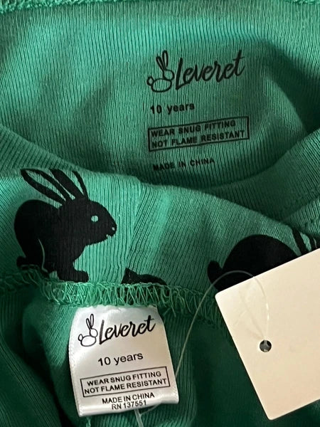 Leveret Unisex Kids Two Piece Cotton PJ’s Pajamas 10 Years Bunny Easter Green