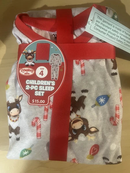 Target Reindeer In Here Kids' Pajama Set - 2 Pieces - Christmas - Size 4 - NEW
