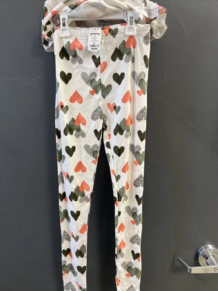 Carters Girls White Multicolored Heart Pajama Set Sz 10/10A NWT