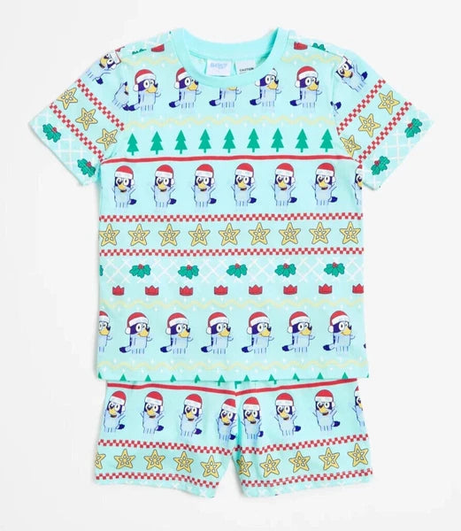 Boys girls size 2 BLUEY blue COTTON Christmas summer pyjamas  Bluey NEW A 003
