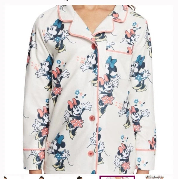 Disney Minnie Mouse Kids 2-PC PJ Set Size 5 Notch Collar Long Sleeves