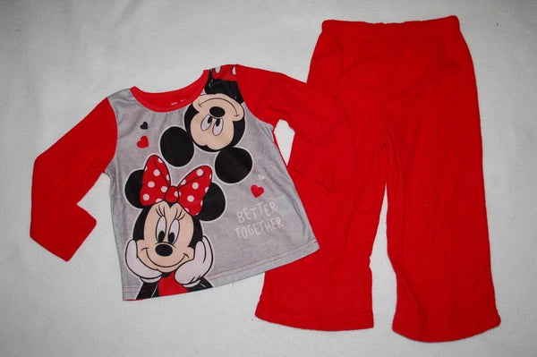 Toddler Girls L/S Flannel Pajamas Set MINNIE & MICKEY MOUSE Better Together 3T
