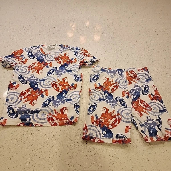 Gap kids Marvel Pajamas Set 14 Shirt Top Shorts Blue Red Cotton