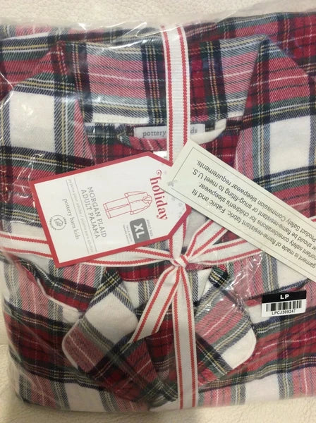 Pottery Barn Kids Morgan Plaid Adult Teen Flannel Holiday Pajama PJ Set NWT! XS