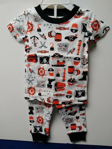 Carters Boys 4 Pcs Pajama Set 6 Months White/Navy/Gray Pirate 6 Months (652)