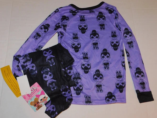 LOL Surprise Pajama Set Size 4 Girls Purple Black Joggers & Long Sleeve Top