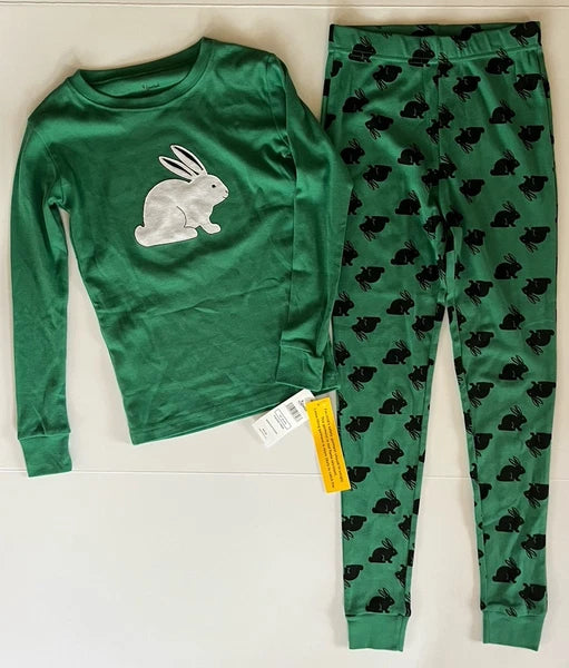 Leveret Unisex Kids Two Piece Cotton PJ’s Pajamas 10 Years Bunny Easter Green