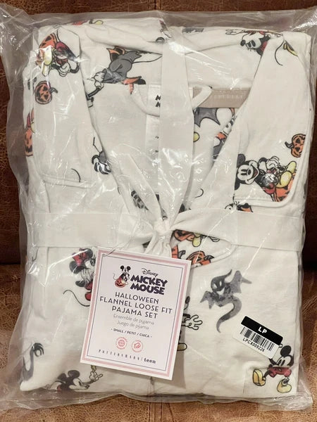 Pottery Barn Teen Flannel Disney Mickey Mouse Halloween Pajama Set Youth Small