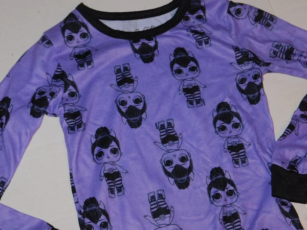 LOL Surprise Pajama Set Size 4 Girls Purple Black Joggers & Long Sleeve Top