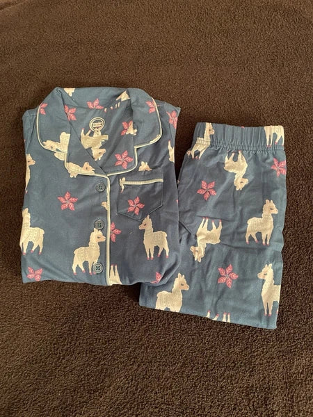 NWT Wonder Nation Girls 2T Llama Pajama Set Long Sleeve Flame Resistant