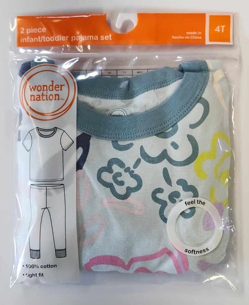 2 Piece Wonder Nation Girls Size 4T Floral Pattern Pajama Set