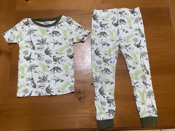 Member Mark Dinosaur Print Kids Pajamas Set - Green and White