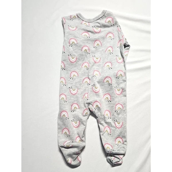 JY Cozy Baby Girl Footie Pajamas 0-3M Floral and Rainbows