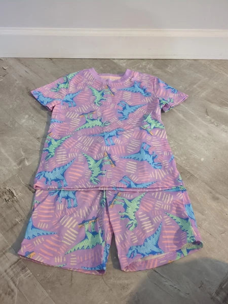 Cat & Jack Girls Small Dinosaur On Skateboard Pajama Set