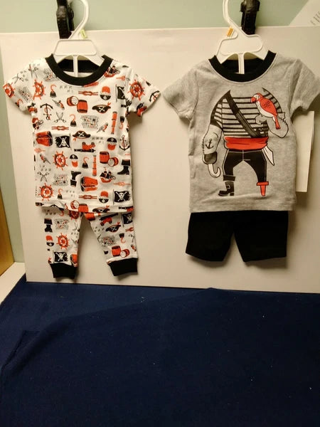 Carters Boys 4 Pcs Pajama Set 6 Months White/Navy/Gray Pirate 6 Months (652)
