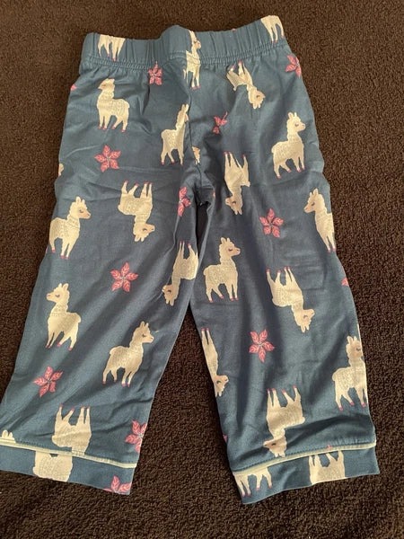 NWT Wonder Nation Girls 2T Llama Pajama Set Long Sleeve Flame Resistant