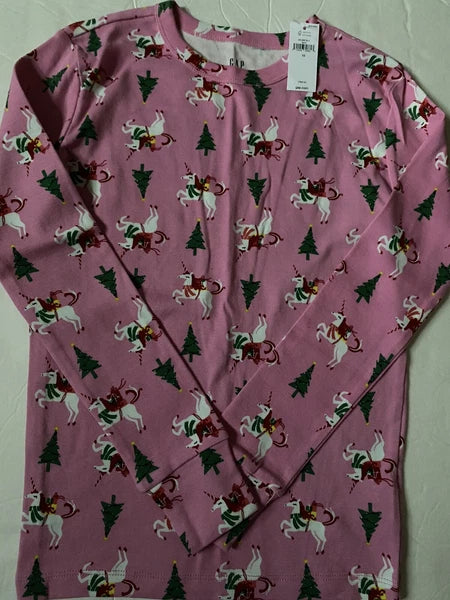New Girls Gap Unicorn Christmas Pajama 2-pc Set size 10