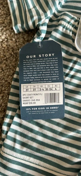 Life Is Good Toddler Boys Notch Collar Top and Shorts Pajama Set