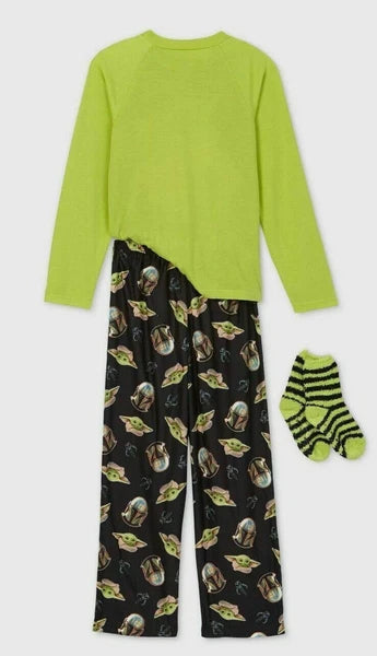 Star Wars Yoda The Child Mandalorian Boys Pajama Set Socks Small 6 6X NWT