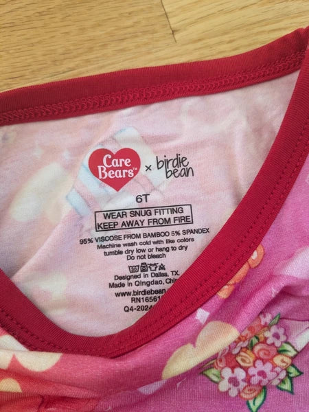 NWT Birdie Bean Care Bears Pink Cupid 2 Piece Pajamas Bamboo Size 6T