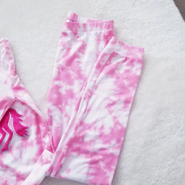 Girls Soft and Snag Long Sleeve Pajama Set Unicorn Design Pink