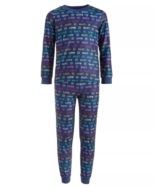 Family PJ's from Macy's Pajama Set Love Smiley Blue Kids Size 6-7