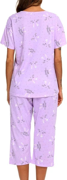 girls Pajama Sets Cotton Summer Pjs Tops with Capri Pants Sleepwear Large 10-12