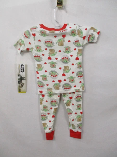 Star Wars Pajama Set Girls Boys 3T White Shirt Pants Baby Yoda Mandalorian