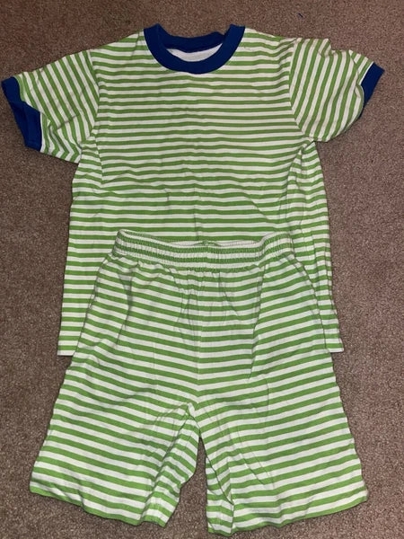 Kelly’s Kids Boys 2 Piece Pajama Set Sleepwear Green Stripe Size 5-6
