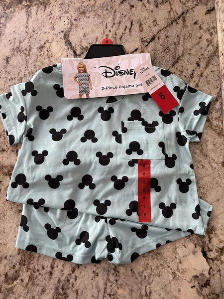 Disney Mickey  Girls Pajama Set  2  Piece Set  Size  6 ~ New